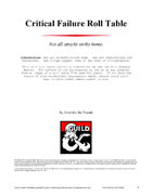 Critical Failure Roll Table