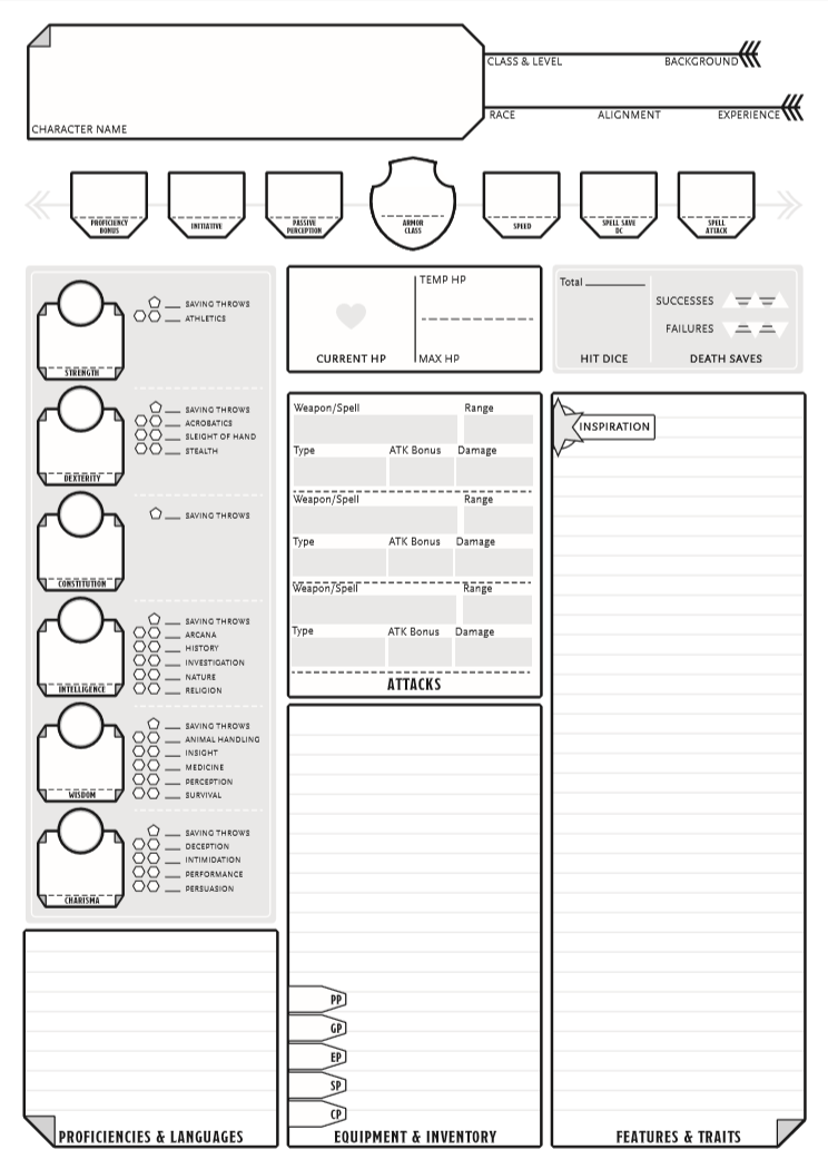 This is a simplified redesign of the WotC 5e Character Sheet with a bunch o...