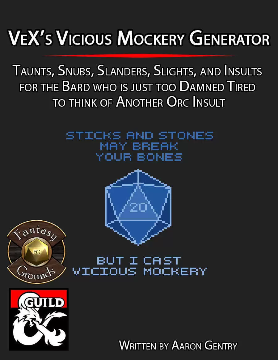 VeXs Vicious Mockery Insult Generator (Fantasy Grounds) - Dungeon Masters  Guild | DriveThruRPG