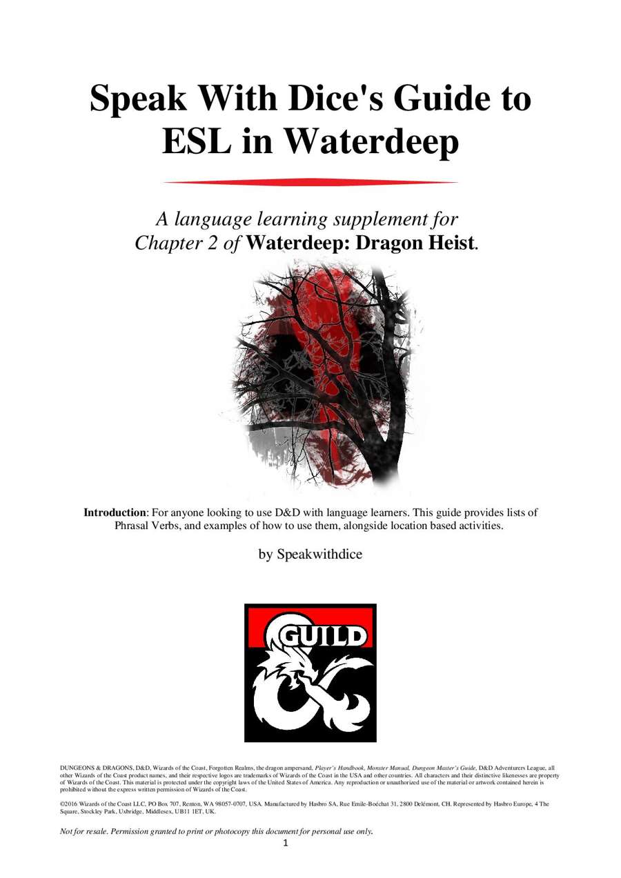 Guide to ESL in Waterdeep: Chapter 2 - Dungeon Masters Guild | DriveThruRPG