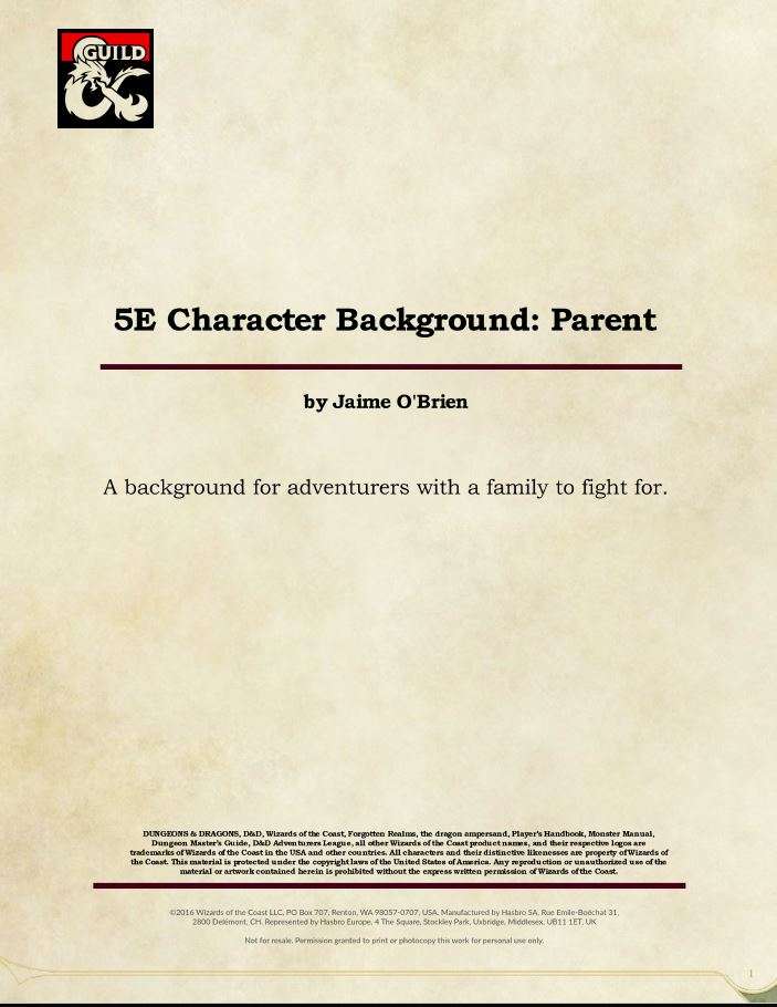 Character Background Parent Dungeon Masters Guild DriveThruRPG