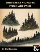 Stock Art Pack Filler Page Landscape Tree Bush Grass Shrubbery Vignette