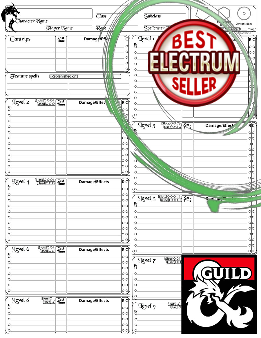 Complete Spell Sheet 5e - Dungeon Masters Guild | DriveThruRPG