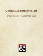 Quick Name Reference Lists