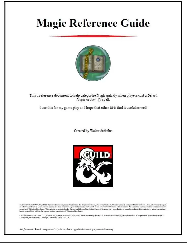 Magic Book References Magic Reference Guide - Dungeon Masters Guild | DriveThruRPG