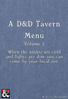 A D&D Tavern Menu - A Poor Man's Menu- Volume 2