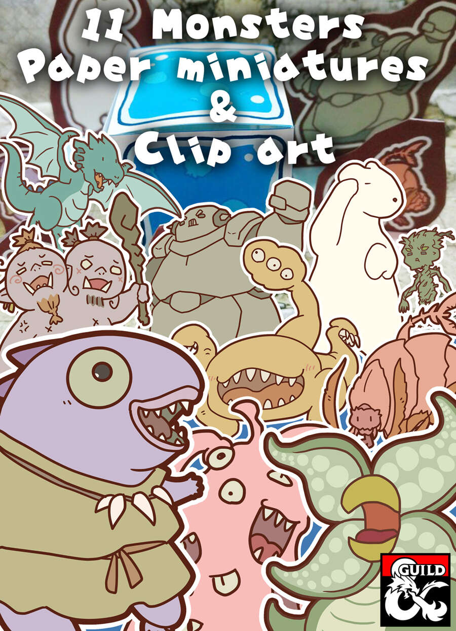 Monster Open Paper 11 monsters Paper miniatures & Clip art - Dungeon Masters Guild ...