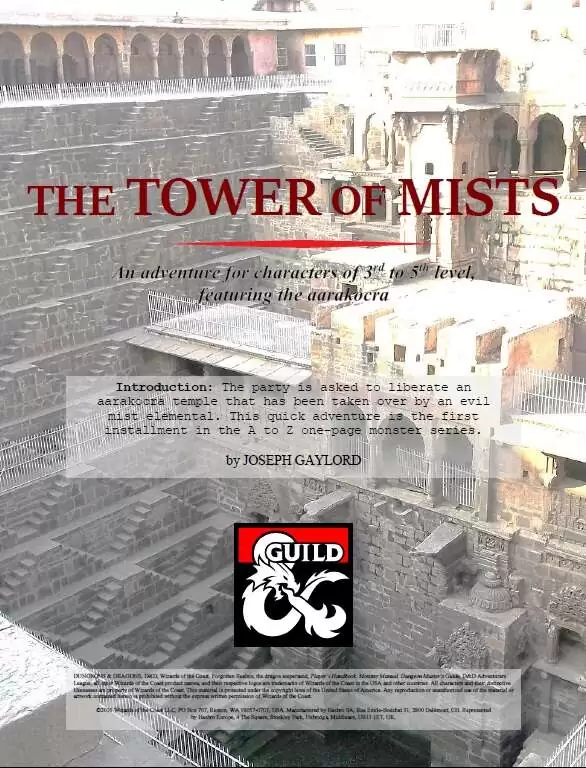 The Tower of Mists (A level 3-5 adventure featuring Aarakocra ...
