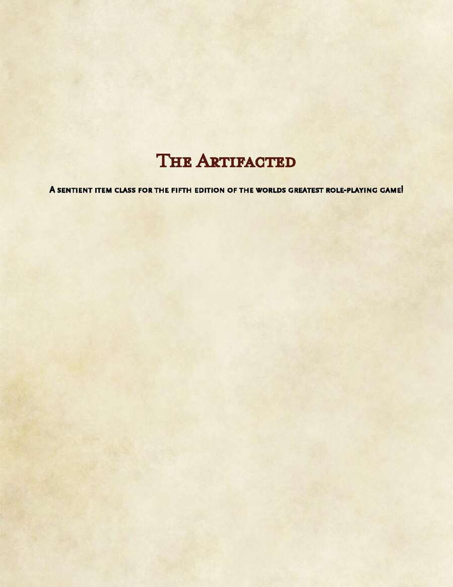 The Artifacted - A sentient Item class! - Dungeon Masters Guild ...