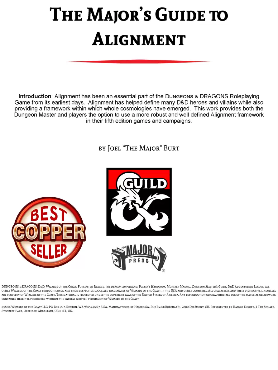 The Major's Guide to Alignment - Dungeon Masters Guild | DriveThruRPG