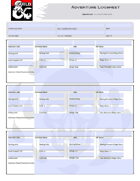 D&D 5E Character Log Sheet Eberron Adventurers League (editable/fillable, printer friendly, auto calculates totals, PDF)