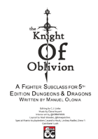 The Knight Of Oblivion printer friendly.