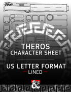 Mythic Odysseys of Theros 5e - Fillable Character Sheet (US Letter - Lined)