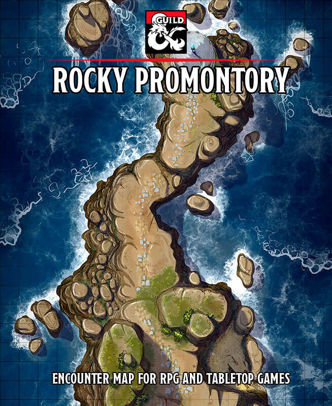 Rocky Promontory battlemap Dungeon Masters Guild DriveThruRPG