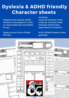 Dyslexia friendly Character sheets