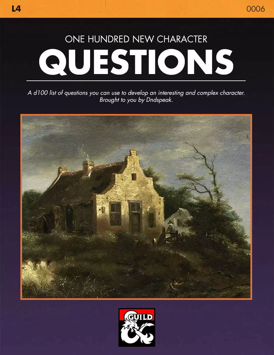 Rpg Questions 100 Roleplaying Questions For New Characters - Dungeon Masters Guild ...