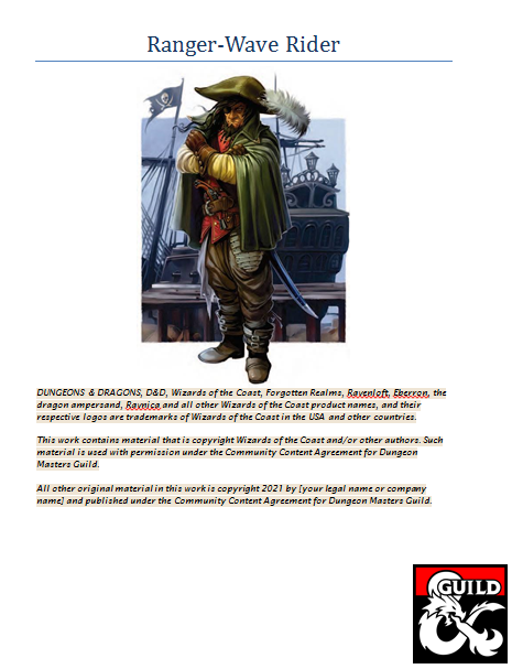 Ranger-Wave Rider - Dungeon Masters Guild | DriveThruRPG