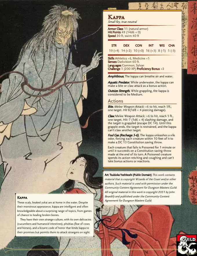 Kappa - Aquatic Yokai from Japanese Mythology - Dungeon Masters Guild ...