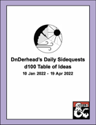DnDerhead's Daily Sidequests: D100 Table of Adventure Ideas (No. 9)