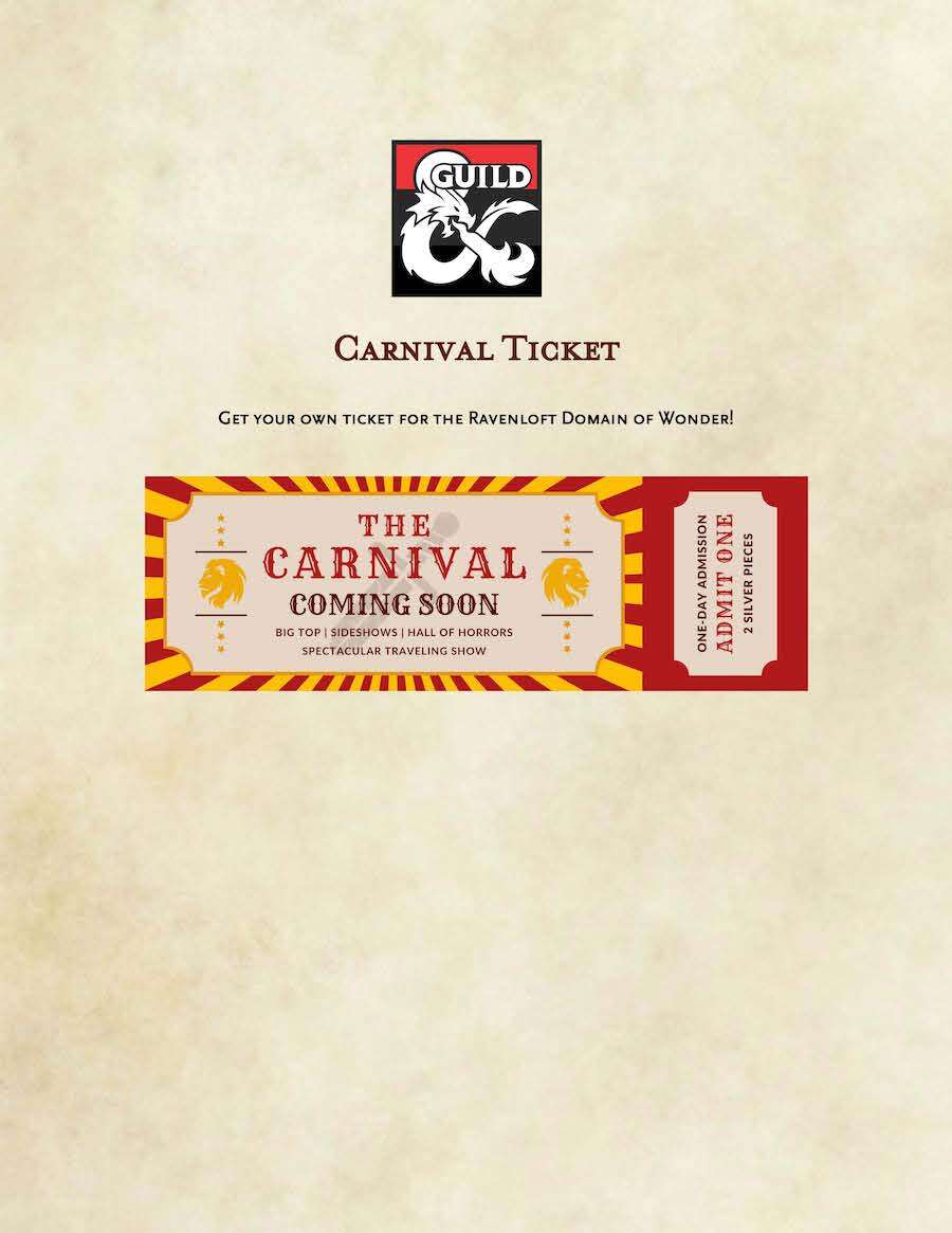 Carnival Ticket (Ravenloft Domain of Wonders) - Dungeon Masters Guild ...