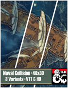 Naval Collision — 40x30 — 3 Variants