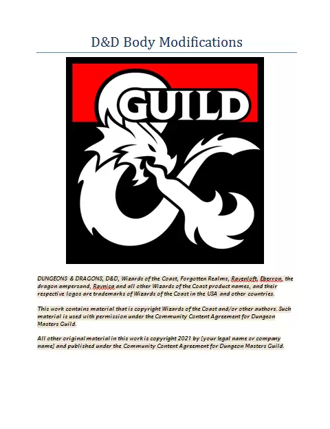 Body Modifications - Dungeon Masters Guild | DriveThruRPG