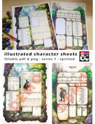 Illustrated Character Sheets - Fillable PDF and PNG - Series 1 - Spirited
