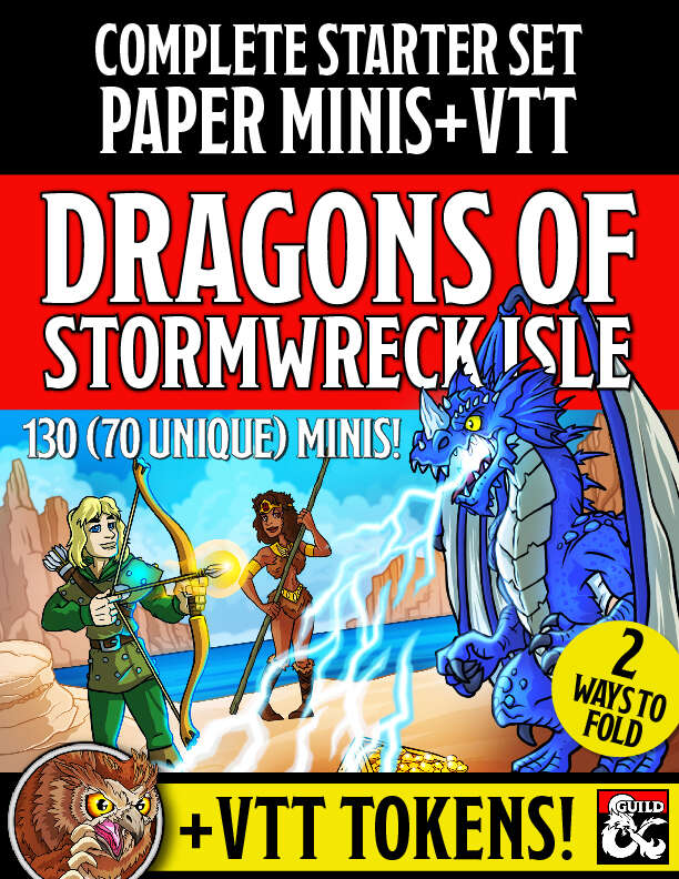 Starter Set Paper Miniatures & VTT: Dragons of Stormwreck Isle
