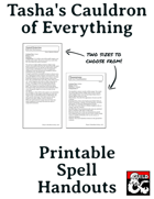 Tasha's Cauldron of Everything, Printable Pocket Sized Spell Handouts