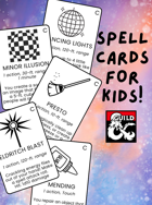 Kid-Friendly Spell Cards (5e 2024 Cantrips)