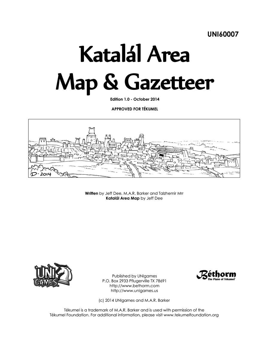 Katalal Area Map & Gazetteer - UNIGames | Bethorm: the Plane of Tekumel ...