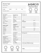 ANARCHY: The Role-Playing Game Character Sheet