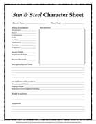 Sun & Steel Character Sheet