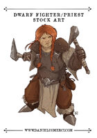 Female Dwarf Fighter-Priest Stock Art
