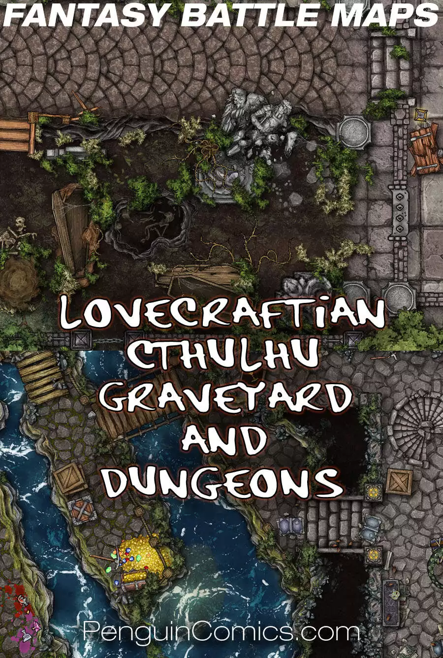 Fantasy Battle Maps: Lovecraftian Cthulhu Graveyard & Dungeons ...