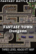VTT Battle Maps - Fantasy Town: Dungeon - 40x30, 3 Levels