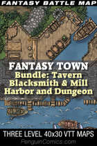 VTT Battle Maps: Fantasy Town | 40x30 3 Level [BUNDLE]