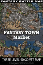 VTT Battle Maps - Fantasy Town: Market - 40x30, 3 Levels