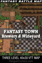 VTT Battle Maps - Fantasy Town: Brewery & Wineyard - 40x30, 3 Levels