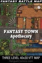 VTT Battle Maps - Fantasy Town: Apothecary - 40x30, 3 Levels