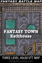 VTT Battle Maps - Fantasy Town: Bathhouse - 40x30, 3 Levels