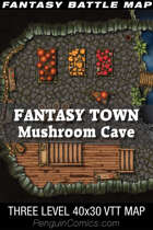 VTT Battle Maps - Fantasy Town: Mushroom Cave - 40x30, 3 Levels
