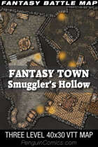 VTT Battle Maps - Fantasy Town: Smuggler's Hollow - 40x30, 3 Levels