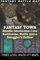 VTT Battle Maps: Fantasy Town IV | 40x30 3 Level [BUNDLE]
