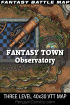 VTT Battle Maps - Fantasy Town: Observatory - 40x30, 3 Levels