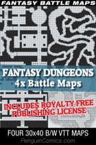 VTT Battle Maps - Fantasy Dungeons Vol I - 4 maps - 30x40 + License