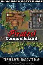 VTT Battle Maps: Pirates! Cannon Island - 40x30, 3 Levels
