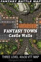 VTT Battle Maps - Fantasy Town: Castle Walls - 40x30, 3 Levels