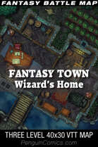 VTT Battle Maps - Fantasy Town: Wizard's House - 40x30, 3 Levels