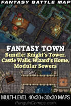 VTT Battle Maps: Fantasy Town VII | 40x30+30x30 Multi level [BUNDLE]